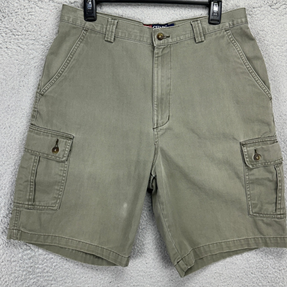 Chaps Ralph Lauren Cargo Shorts Mens 34‎ Green Flat Front Flap Pockets Outdoor - Picture 1 of 6